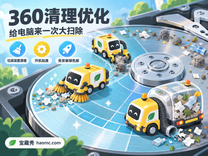 360清理优化 v14：垃圾清理与系统加速绿色工具-宝藏秀