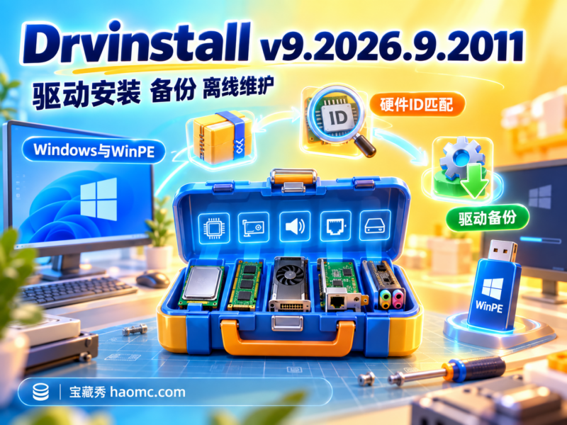 Drvinstall v9.2026.9.2011:WinPE 驱动安装、备份与离线维护工具-宝藏秀