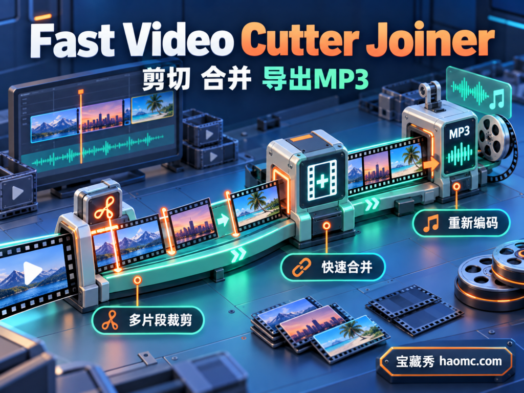 Fast Video Cutter Joiner 视频剪切合并与导出 MP3 主题插画