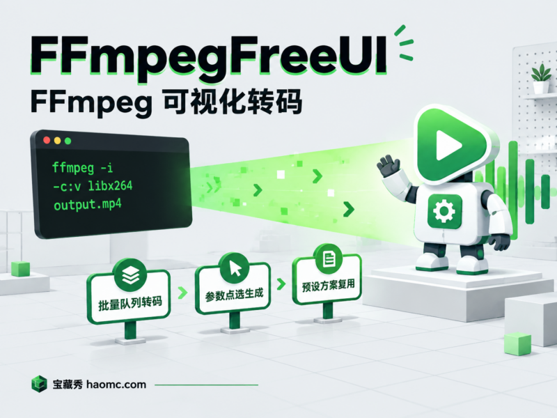 FFmpegFreeUI 图形前端:FFmpeg 批量转码与参数可视化-宝藏秀