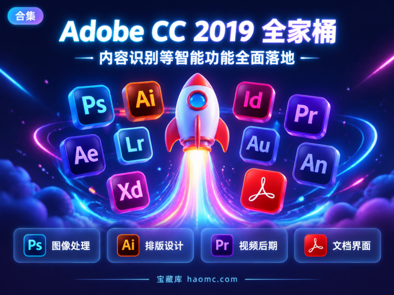 Adobe CC 2019 全家桶免费下载:全套软件合集介绍-宝藏秀