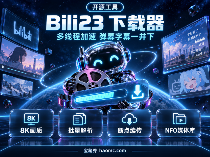 开源B站视频下载器，多线程加速、弹幕字幕一并下，Bili23-宝藏秀