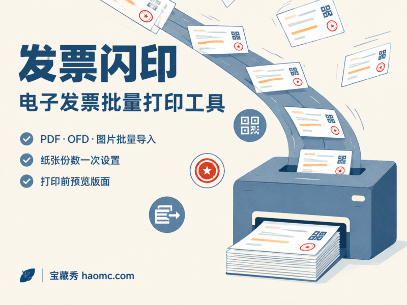 发票闪印 v4.9.20：电子发票批量打印工具-宝藏秀