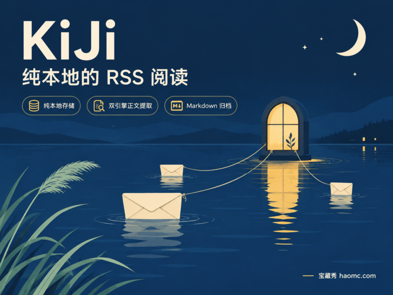 KiJi 本地 RSS 阅读器：纯净订阅与 Markdown 归档-宝藏秀