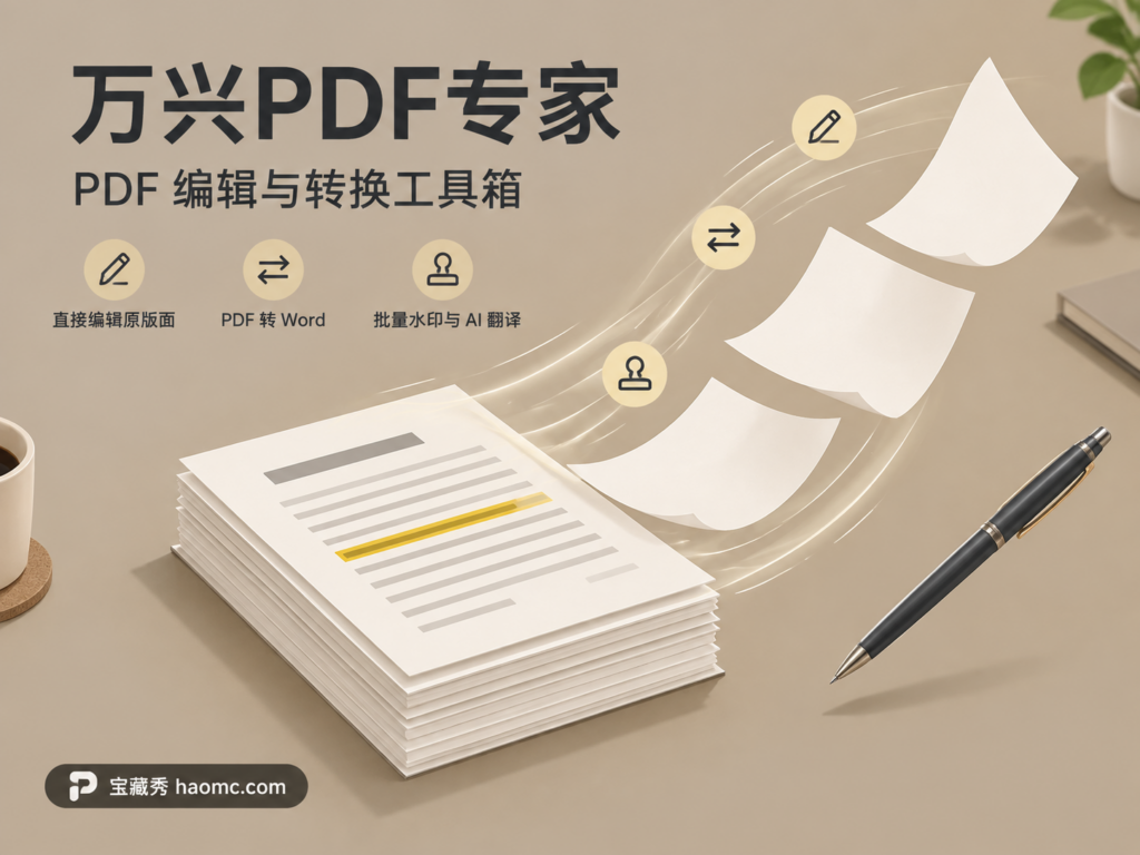 万兴PDF专家 PDF 编辑与转换功能主题插画