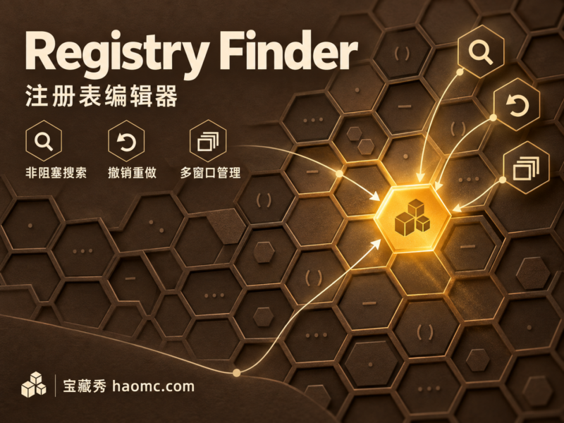Registry Finder 注册表编辑器：搜索、撤销与多窗口管理-宝藏秀