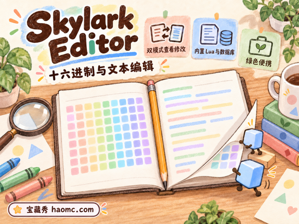Skylark Editor 十六进制与文本编辑主题插画